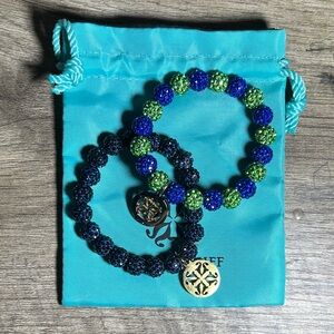 Rustic Cuff Blue and Green Beaded Bracelets